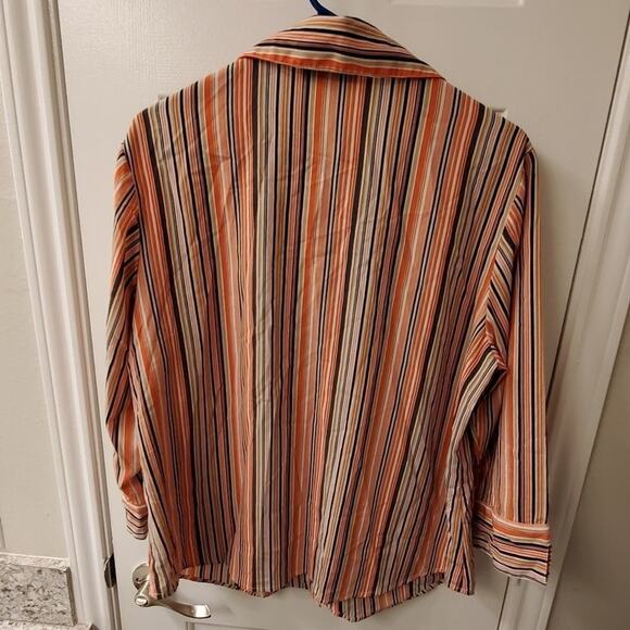 Notations striped stretch button down shirt plus size 2X - Picture 2 of 5